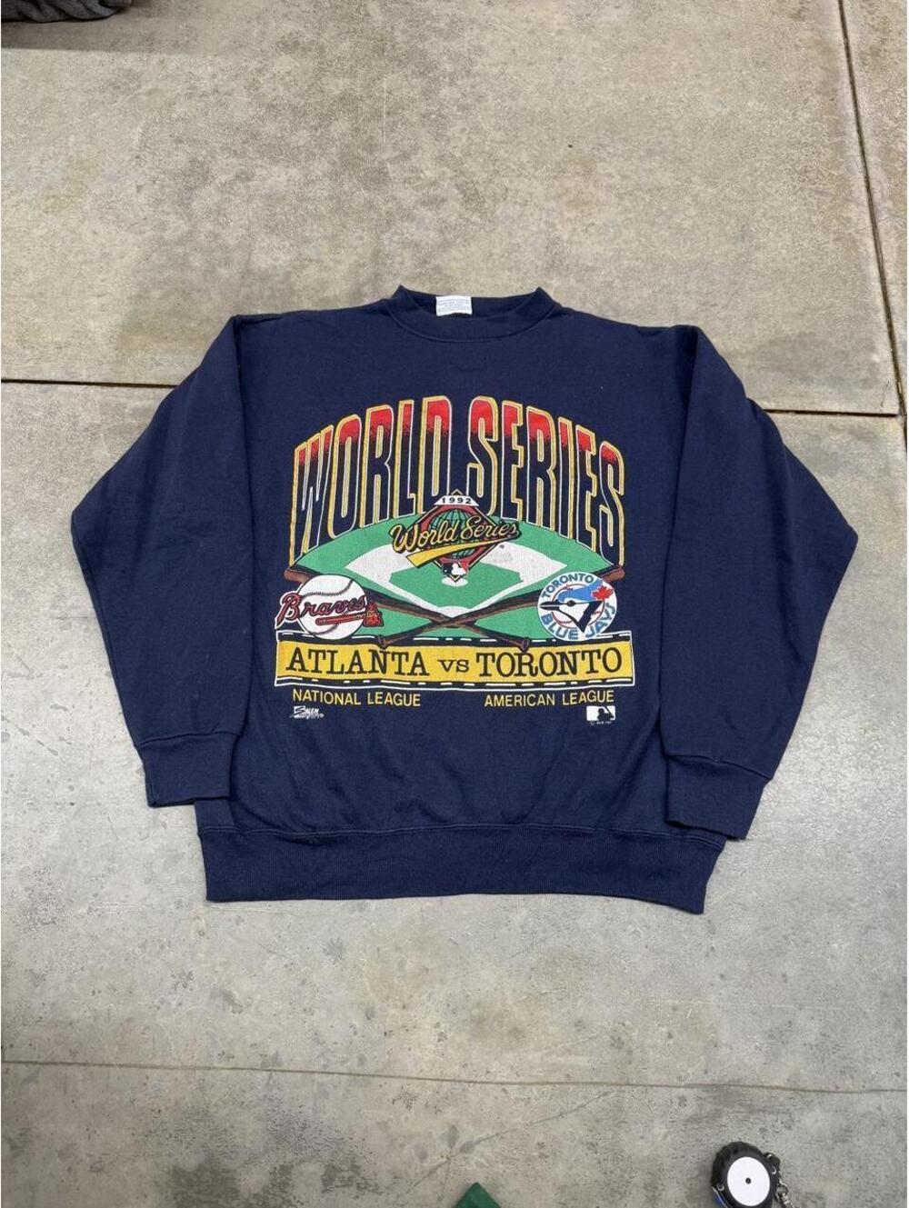 vintage world series atlanta braves toronto blue jays salem sportswear crewneck